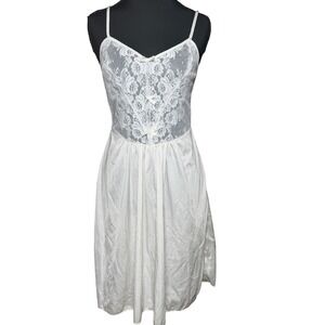 Vtg Barbizon White Lace Nightgown Slip Dress Lingerie Womens S/M Bride Fairy 80s